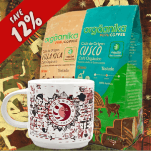 2 Pack Organic Cusco, Villa Rica & Andean Fire Coffee Mug – Special Collection Orgäanika®Art - Whole Bean