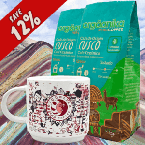 2 Pack Organic Cusco & Andean Fire Coffee Mug - Special Collection Orgäanika®Art - Whole Bean