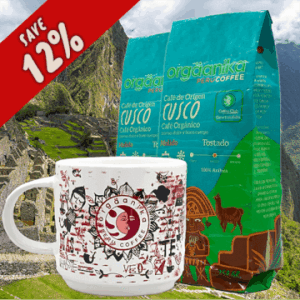 2 Pack Organic Cusco & Andean Fire Coffee Mug - Special Collection Orgäanika®Art - Medium Ground