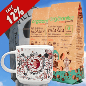 2 Pack Organic Villa Rica & Andean Fire Coffee Mug - Special Collection Orgäanika®Art - Medium Ground