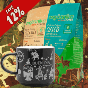 2 Pack Organic Cusco, Villa Rica & Andean Night Coffee Mug – Special Collection Orgäanika®Art - Whole Bean