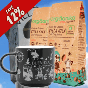 2 Pack Organic Villa Rica & Andean Night Coffee Mug - Special Collection Orgäanika®Art - Medium Ground
