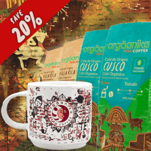 4 Pack Organic Cusco, Villa Rica & Andean Fire Coffee Mug – Special Collection Orgäanika®Art – Whole Bean