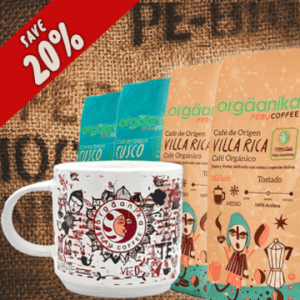 4 Pack Organic Cusco, Villa Rica & Andean Fire Coffee Mug – Special Collection Orgäanika®Art – Medium Ground