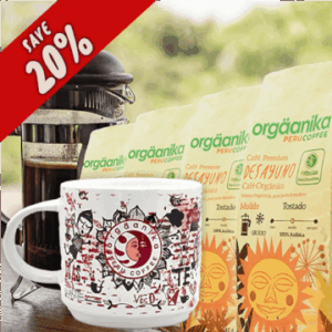 4 Pack Organic Breakfast & Andean Fire Coffee Mug - Special Collection Orgäanika®Art - Coarse Ground