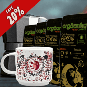 4 Pack Organic Espresso & Andean Fire Coffee Mug - Special Collection Orgäanika®Art - Fine Ground