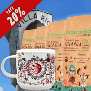 4 Pack Organic Villa Rica & Andean Fire Coffee Mug - Special Collection Orgäanika®Art - Medium Ground