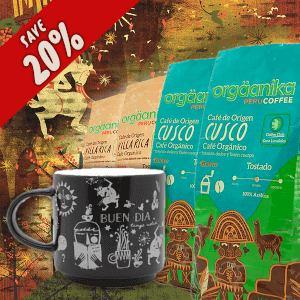 4 Pack Organic Cusco, Villa Rica & Andean Night Coffee Mug – Special Collection Orgäanika®Art – Whole Bean