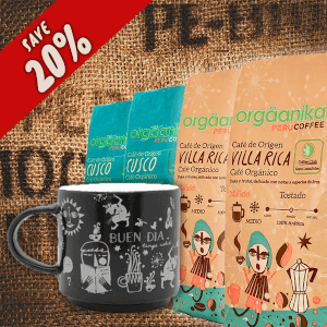 4 Pack Organic Cusco, Villa Rica & Andean Night Coffee Mug – Special Collection Orgäanika®Art – Medium Ground