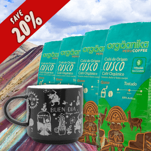 4 Pack Organic Cusco & Andean Night Coffee Mug - Special Collection Orgäanika®Art - Whole Bean