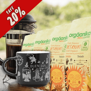 4 Pack Organic Breakfast & Andean Night Coffee Mug - Special Collection Orgäanika®Art - Coarse Ground